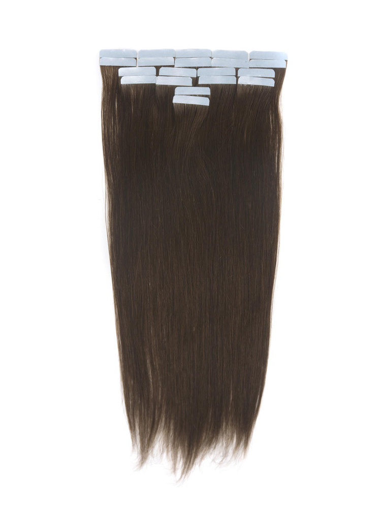 Remy Tape In Hair Extensions 20 Piece Silky Straight Medium Brown(#4) 0