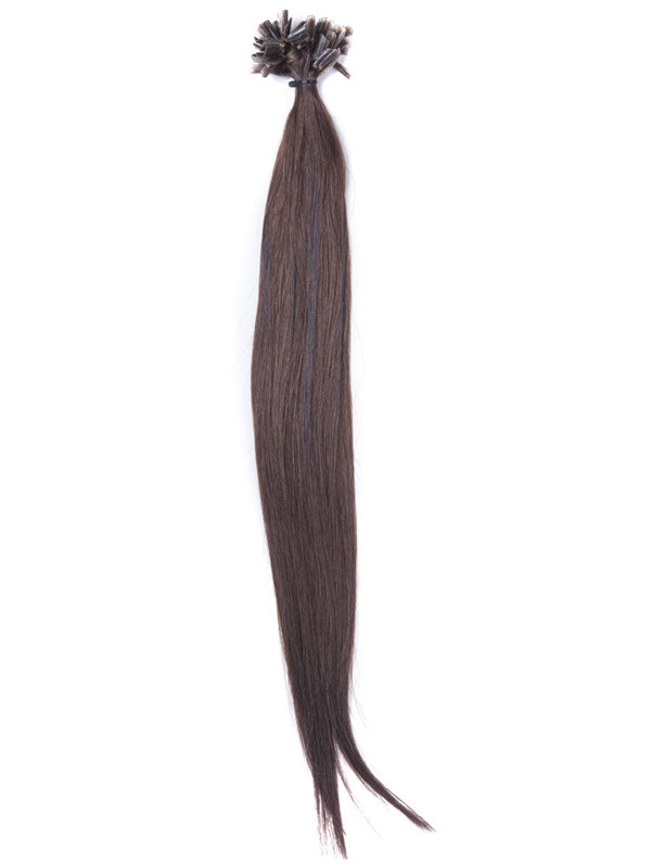 50 Piece Silky Straight Remy Nail Tip/U Tip Hair Extensions Medium Brown(#4) 1