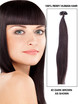 50 Piece Silky Straight Remy Nail Tip/U Tip Hair Extensions Dark Brown(#2) 0 small