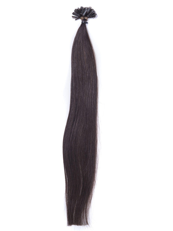50 Piece Silky Straight Remy Nail Tip/U Tip Hair Extensions Dark Brown(#2) 2
