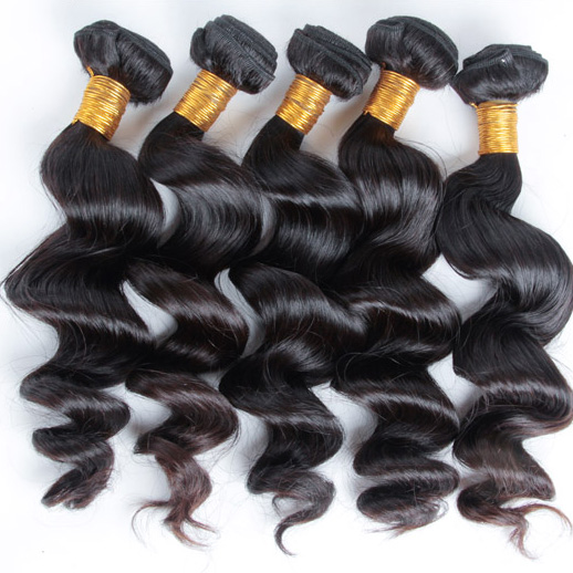 4 pcs/lot 8A Virgin Brazilian Hair Loose Wave Weave Natural Black 0