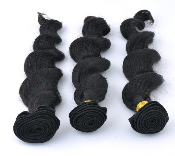 7A Virgin Indian Hair Extensions Loose Wave Natural Black 0