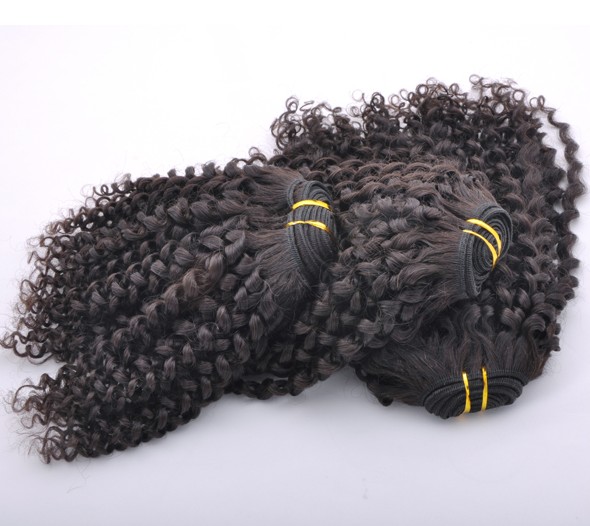 7A Virgin Indian Hair Extensions Kinky Curl Natural Black 0