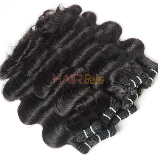 2pcs 7A Body Wave Virgin Indian Hair Weave Natural Black 2
