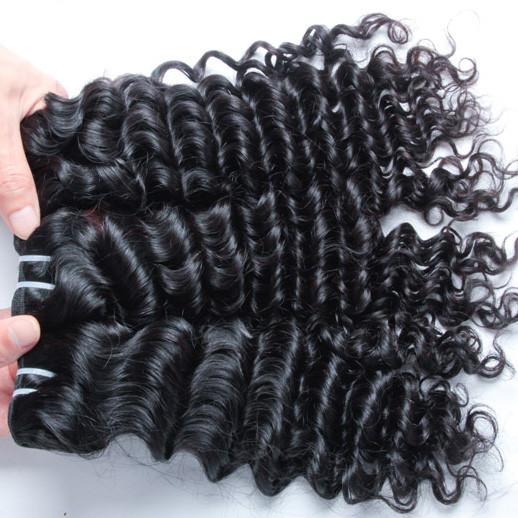 3pcs 7A Indian Virgin Hair Weave Deep Wave Natural Black 0