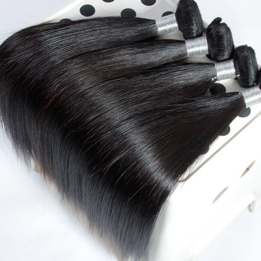 4 zväzky 8A panenské peruánske vlasy hodvábne rovné tkanie prírodná čierna 0
