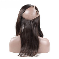 Необработена девствена коса копринено права 360 дантела черен цвят