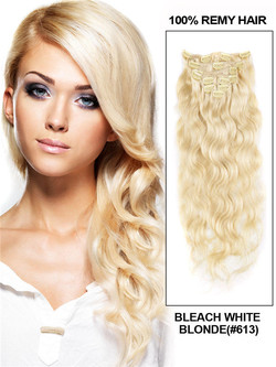 Bleach White Blonde (#613) Ultimate Body Wave Clip In Remy Hair Extensions 9 части