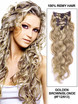 Golden Brown/Blonde(#F12-613) Premium Body Wave Clip In Hair Extensions 7 Pieces