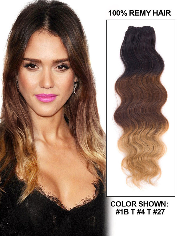 Triple Ombre(#Ombre) Premium Straight Clip In Hair Extensions 7 Pieces