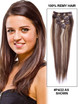 Brown/Blonde(#P4-22) Premium Straight Clip In Hair Extensions 7 Pieces