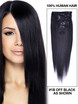Natural Black(#1B) Deluxe Silky Straight Clip In Human Hair Extensions 7 Pieces