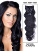 Natural Black(#1B) Premium Body Wave Clip In Hair Extensions 7 Pieces