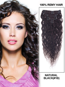 Natural Black (#1B) Ultieme Kinky Curl Clip In Remy Hair Extensions 9 stuks