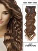 Light Chestnut(#8) Premium Body Wave Clip In Hair Extensions 7 Pieces