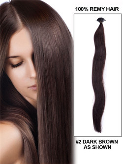 50 парчета Silky Straight Remy Stick Tip/I Tip Hair Extensions Natural Black (#1B)