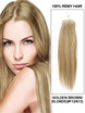 Remy Micro Loop Hair Extensions 100 Strands Silky Straight Golden Brown/Blonde(#F12/613)
