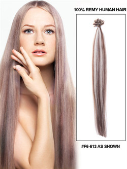 50 части копринено прав връх/U връх Remy Hair Extensions Blonde (#F6/613)