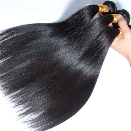 3 Πακέτα Φυσικό Μαύρο 8Α Μεταξένια Ίσια Παρθένα Βραζιλιάνικη Ύφανση μαλλιών