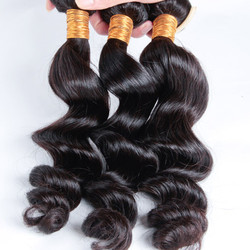 3 chiếc / lốc Màu đen tự nhiên 8A Loose Brazil Virgin Hair Weave