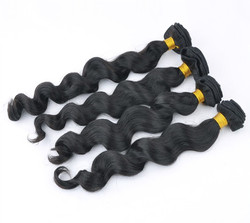 7A Virgin Indian Hair Extensions Loose Wave Natural Black