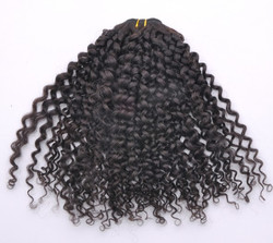 7A Virgin Indian Hair Extensions Kinky Curl Natural Black