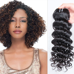 1 Stück 7A Virgin Indian Hair Extensions Deep Wave Natural Black