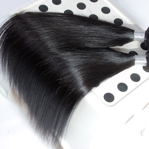 2 bunter 8A virgin peruansk hår silkeaktig rett vev natursvart