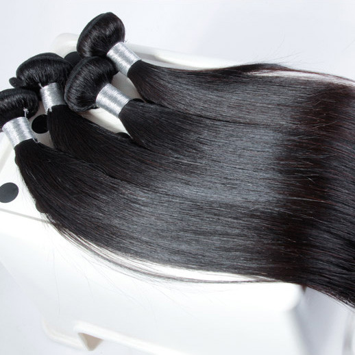 4 buntar 8A jungfruligt peruanskt hår Silkeslen rak väv Natursvart