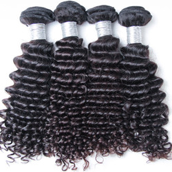 4 pcs 8A Deep Wave Virgin Peruvian Hair Weave Natural Black