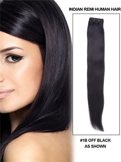 Евтина естествена черна (#1B) копринена права човешка коса Remy Weave