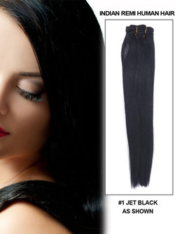 Jet Black(#1) Silky Straight Remy Hair Bundles